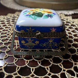Vintage Small Limoges Porcelain Trinket Basket